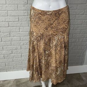 Kate Hall Women Animal Print Silk Gored Skirt Size 4 P